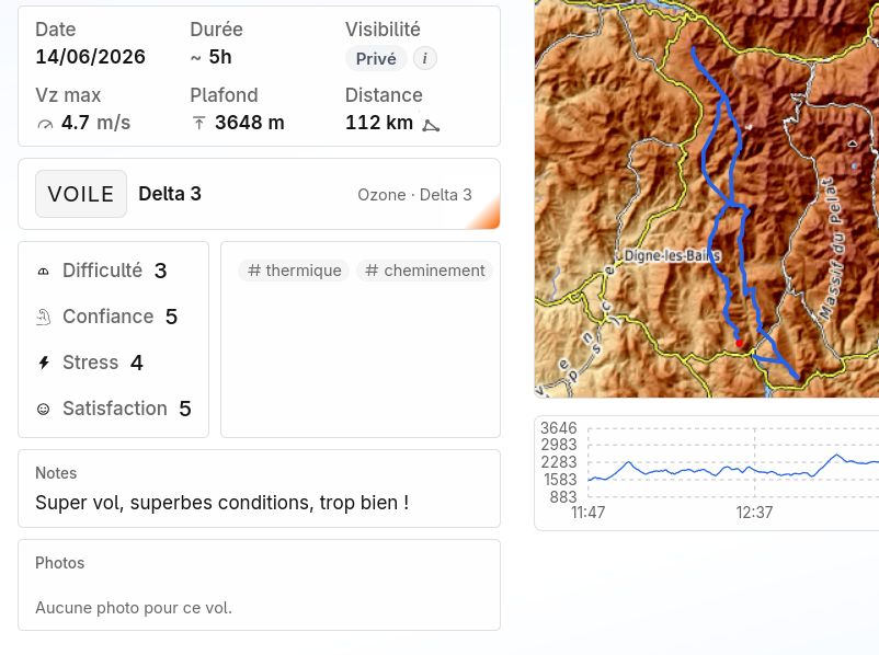 Flight logbook and flight-feel preview
